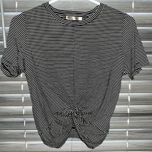 Black striped crop top with little twist in the front
